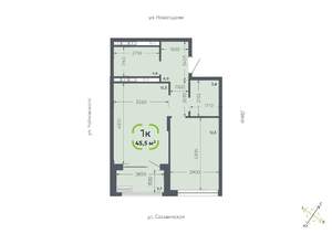 1-к квартира, вторичка, 46м2, 2/16 этаж