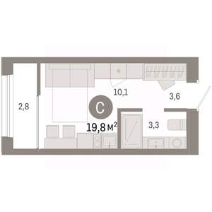 Студия квартира, вторичка, 20м2, 5/9 этаж