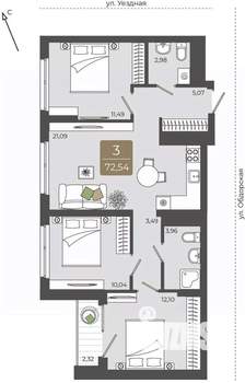 3-к квартира, вторичка, 73м2, 15/15 этаж