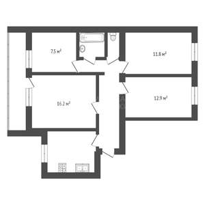 4-к квартира, вторичка, 74м2, 9/9 этаж