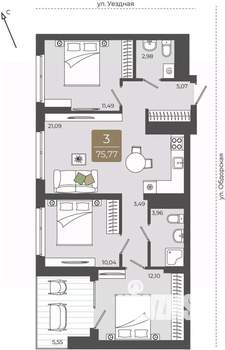 3-к квартира, вторичка, 76м2, 14/15 этаж