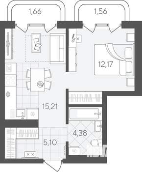 1-к квартира, вторичка, 40м2, 6/24 этаж