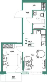 2-к квартира, вторичка, 42м2, 12/25 этаж