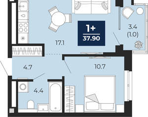 1-к квартира, вторичка, 37м2, 4/16 этаж