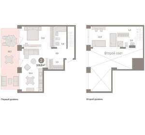 2-к квартира, вторичка, 110м2, 1/8 этаж