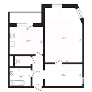 1-к квартира, вторичка, 40м2, 7/10 этаж