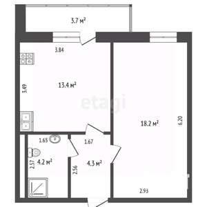 1-к квартира, вторичка, 40м2, 17/22 этаж