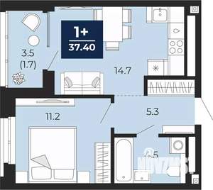 1-к квартира, вторичка, 37м2, 12/16 этаж