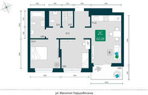 2-к квартира, вторичка, 60м2, 3/7 этаж