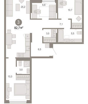 3-к квартира, вторичка, 83м2, 2/17 этаж