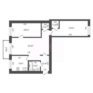 3-к квартира, вторичка, 56м2, 3/5 этаж