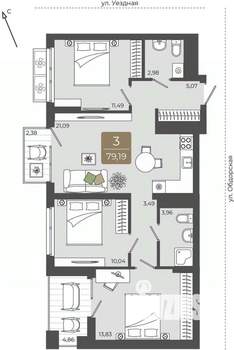 3-к квартира, вторичка, 79м2, 13/15 этаж