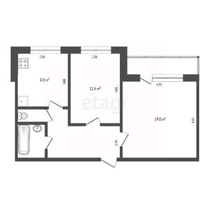 2-к квартира, вторичка, 51м2, 4/9 этаж
