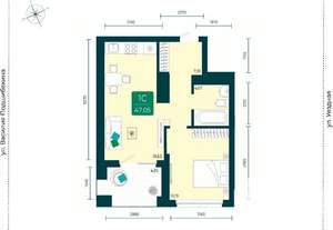 1-к квартира, вторичка, 47м2, 9/17 этаж