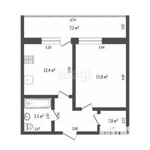 1-к квартира, вторичка, 37м2, 1/10 этаж