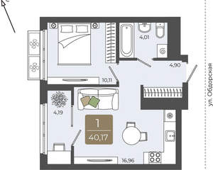 1-к квартира, вторичка, 40м2, 4/15 этаж