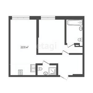 1-к квартира, вторичка, 59м2, 2/7 этаж