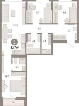 3-к квартира, вторичка, 83м2, 5/17 этаж