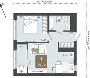 1-к квартира, вторичка, 40м2, 15/15 этаж