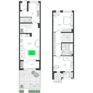 2-к квартира, строящийся дом, 109м2, 1/1 этаж