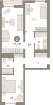 2-к квартира, вторичка, 76м2, 5/9 этаж