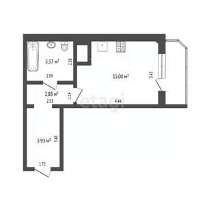 Студия квартира, вторичка, 29м2, 9/15 этаж