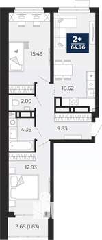 2-к квартира, вторичка, 67м2, 7/23 этаж