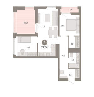 2-к квартира, вторичка, 79м2, 17/25 этаж