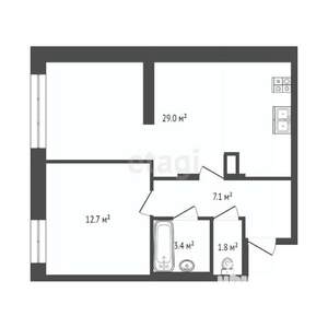 1-к квартира, вторичка, 54м2, 1/25 этаж