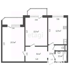 2-к квартира, вторичка, 65м2, 1/10 этаж