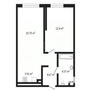 1-к квартира, вторичка, 41м2, 2/17 этаж