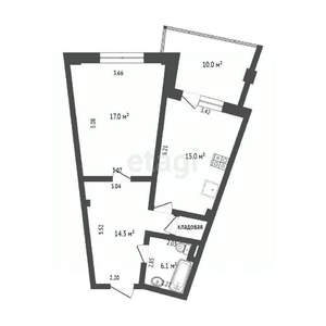 2-к квартира, вторичка, 55м2, 2/16 этаж