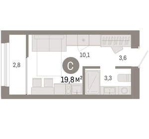 Студия квартира, вторичка, 20м2, 5/17 этаж