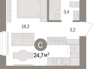 Студия квартира, вторичка, 25м2, 4/16 этаж