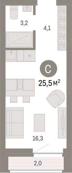 Студия квартира, вторичка, 26м2, 8/10 этаж
