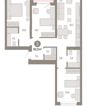 3-к квартира, вторичка, 92м2, 3/11 этаж