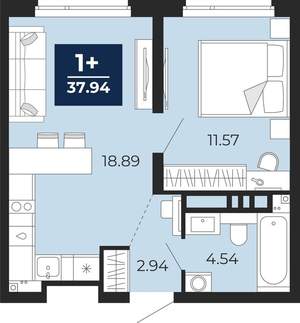 1-к квартира, вторичка, 38м2, 4/21 этаж