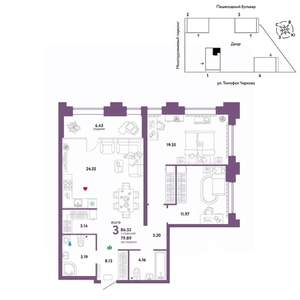 3-к квартира, вторичка, 86м2, 15/31 этаж
