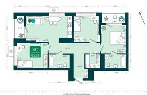 3-к квартира, сданный дом, 83м2, 18/23 этаж