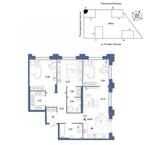 4-к квартира, вторичка, 90м2, 4/31 этаж
