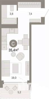 Студия квартира, вторичка, 35м2, 18/25 этаж