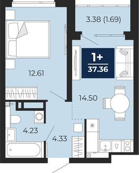 1-к квартира, вторичка, 36м2, 16/22 этаж