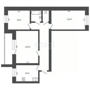 3-к квартира, вторичка, 61м2, 4/9 этаж