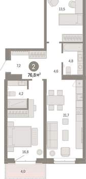 2-к квартира, вторичка, 77м2, 4/11 этаж