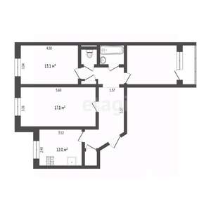 3-к квартира, вторичка, 65м2, 3/5 этаж