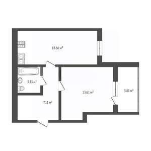 1-к квартира, вторичка, 41м2, 1/14 этаж