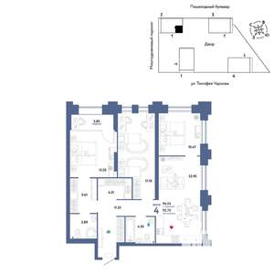 4-к квартира, вторичка, 97м2, 9/31 этаж