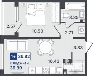 1-к квартира, строящийся дом, 37м2, 4/8 этаж