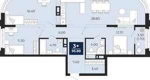 3-к квартира, вторичка, 97м2, 4/24 этаж
