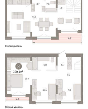 3-к квартира, вторичка, 109м2, 6/8 этаж